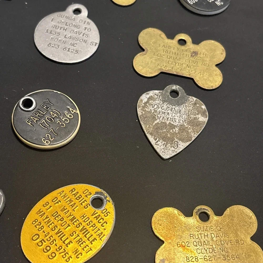 23 Vintage Dog Tags Rabies Vaccination Waynesville NC Pet ID Milk-Bone 1980s